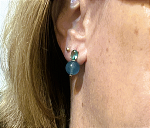 Brinco pingente esfera natural Angelita - JHF