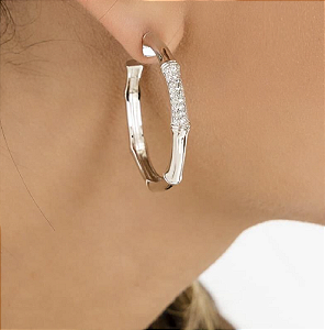 Brinco Argola bambu rodium - ZP