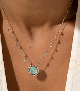 Colar Vintage Turmalina Fusion Rodium  -  SP