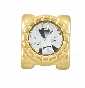 Entremeio com Strass 9mm Ouro  (un)