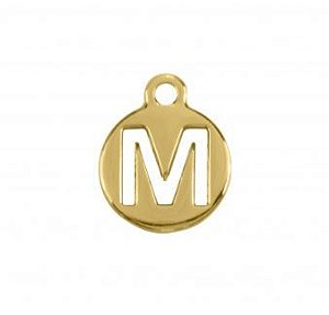 Pingente Letra M 16mm Ouro (un)