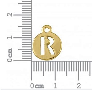 Pingente Letra R 16mm Ouro (un)