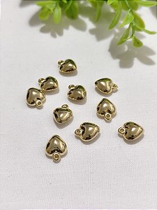 Pingente Coração 15mm ABS Ouro (10un)