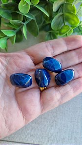 Conta de Resina Geométrica 20mm Azul Mesclado  (4un)
