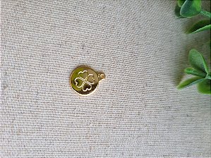 Pingente Redondo com Trevo 12mm Ouro (un)