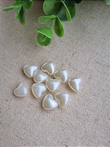 Pérola em Abs Coração 09mm Marfim (10gr - Aprox. 40un)
