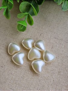 Pérola em Abs Coração 14mm Marfim (10gr - Aprox. 15un)