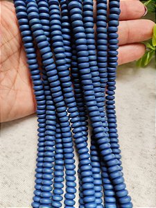 Disco de Fimo Emborrachado 8mm Azul Petróleo (1 Fio- Aproximadamente 120un)