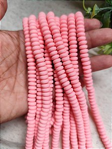 Disco de Fimo Emborrachado 8mm Rosa (1 Fio- Aproximadamente 120un)