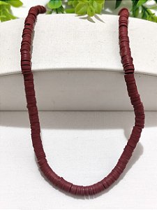 Disco de Fimo Emborrachado 6mm Marsala (1 fio -Aproximadamente 400un)
