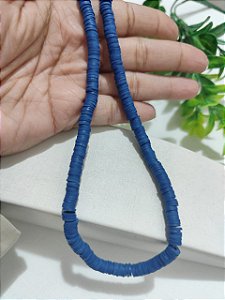 Disco de Fimo Emborrachado 6mm Azul (1 fio -Aproximadamente 400un)