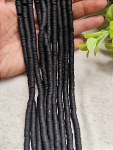 Disco de Fimo Emborrachado 6mm Preto (1 fio -Aproximadamente 400un)