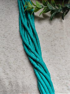 Disco de Fimo Emborrachado 6mm Turquesa (1 fio -Aproximadamente 400un)
