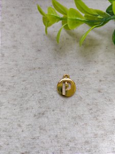 Pingente Letra P 16mm Ouro (un)