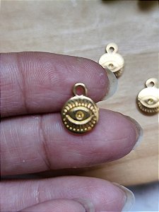 Pingente Redondo Olho Grego 9mm Ouro (UN)