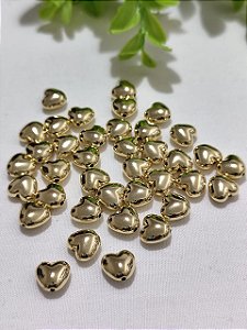 Coração Passante ABS Ouro 8mm (10un)