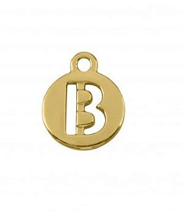 Pingente Letra B 16mm Ouro (un)