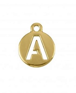 Pingente Letra A 16mm Ouro (un)