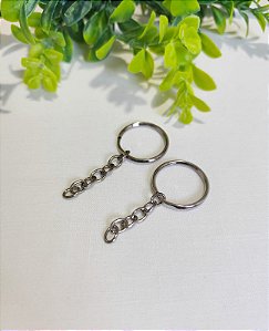 Argola para Chaveiro com Corrente Níquel 25mm