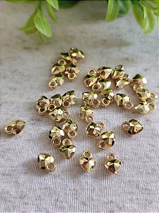 Pingente ABS Coração Facetado Ouro (10un)