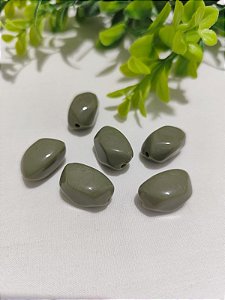 Conta de Resina Geométrica 20mm  Verde Musgo (4un)