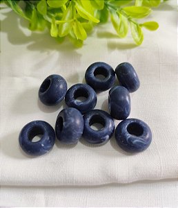Conta de Resina Azul Mesclado Fosco 15mm com abertura 8mm (6un)