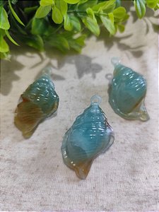 Pingente Concha de Resina Azul Mesclada (2un)