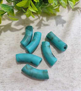 Tubo de Resina 10mm Turquesa Mesclado Fosco (6un)