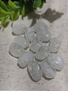 Conta de Resina Geométrica 20mm Branco Mesclado (4un)