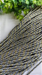 Fio Marroquino Prata com Dourado 3mm (mt)