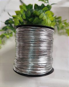 Cordão Couro Sintético Prata 2mm (Metro)