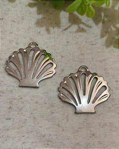 Pingente Concha Vazada 33mm Níquel (un)