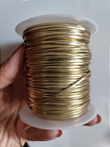 Cordão Couro Sintético Dourado 2mm (Metro)