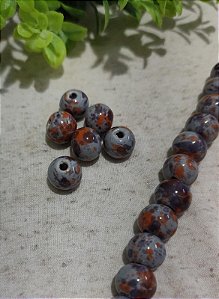 Conta de Cerâmica Cinza 13mm Pintada a mão (un)