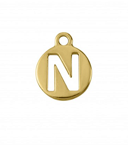 Pingente Letra N 16mm Ouro (un)