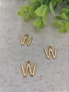Pingente Letra W 12mm Ouro (un)