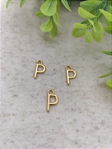 Pingente Letra P 12mm Ouro (un)