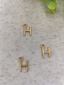 Pingente Letra H 12mm Ouro (un)