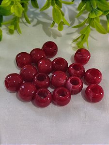 Bola de Resina Marsala Mesclado 13mm, furo grande  (6un)
