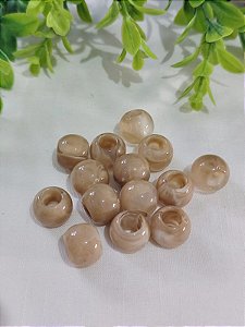 Bola de Resina Nude Mesclado 13mm, furo grande  (6un)