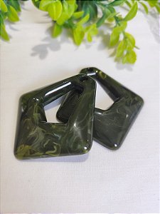 Pingente Resina Losango Vazado Verde Militar Mesclado 65mm (un)
