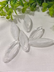 Pingente Navete Resina Branco Mesclado 43mm (4un)
