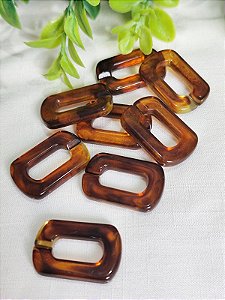 Elo de Resina Retangular Tartaruga (4un)