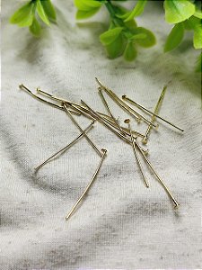Alfinete Cabeça Chata 3cm Ouro (20un)