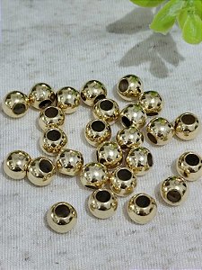 Bolinha ABS 8mm Ouro Furo Grande (10gr - Aproximadamente 45un)