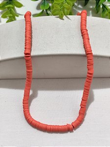 Disco de Fimo Emborrachado 6mm Coral (1 fio -Aproximadamente 400un)