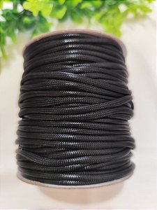 Cordão Encerado Sintético Preto 3,5mm (Metro)