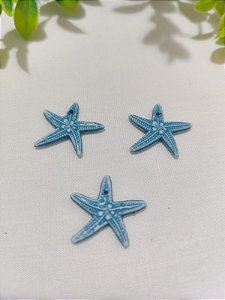 Pingente Estrela do Mar de Resina Azul com detalhes, 20mm (un)