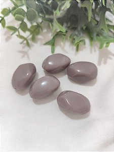 Conta Resina Geométrica 25mm, furo 3mm Cinza Claro (4un)