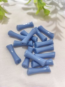 Conta Resina Passante 20mm Azul Jeans, furo 1mm (6un)